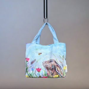 handbag with hare and Bee printed on it