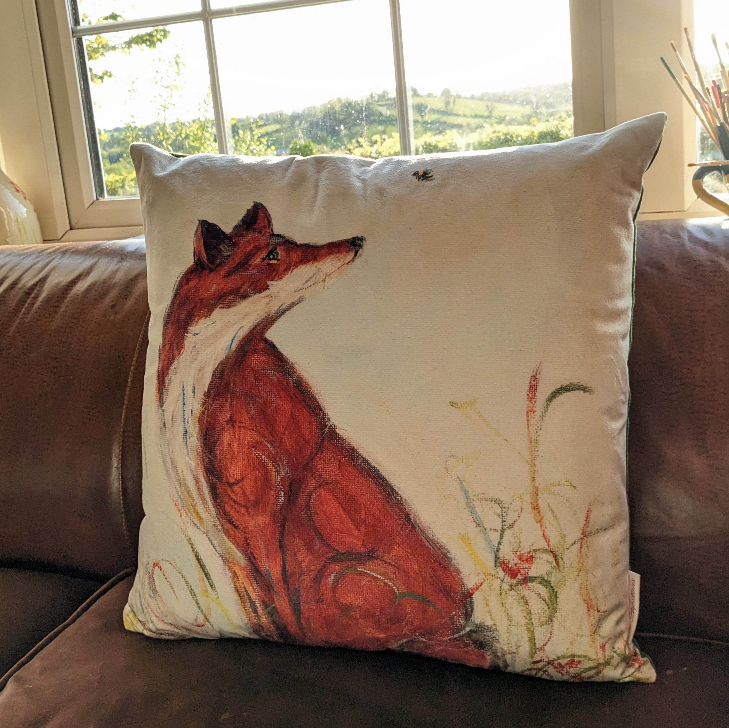 Hello Mr Fox Velvet Cushion