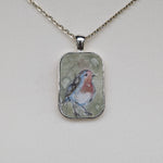 Load image into Gallery viewer, Vintage style painted robin necklace by Irish Artist Caroline Dilworth form Les Papillons
