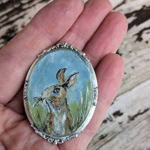 Irish Hare Painted Brooch