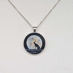 Hare in Moonlight Painted Necklace