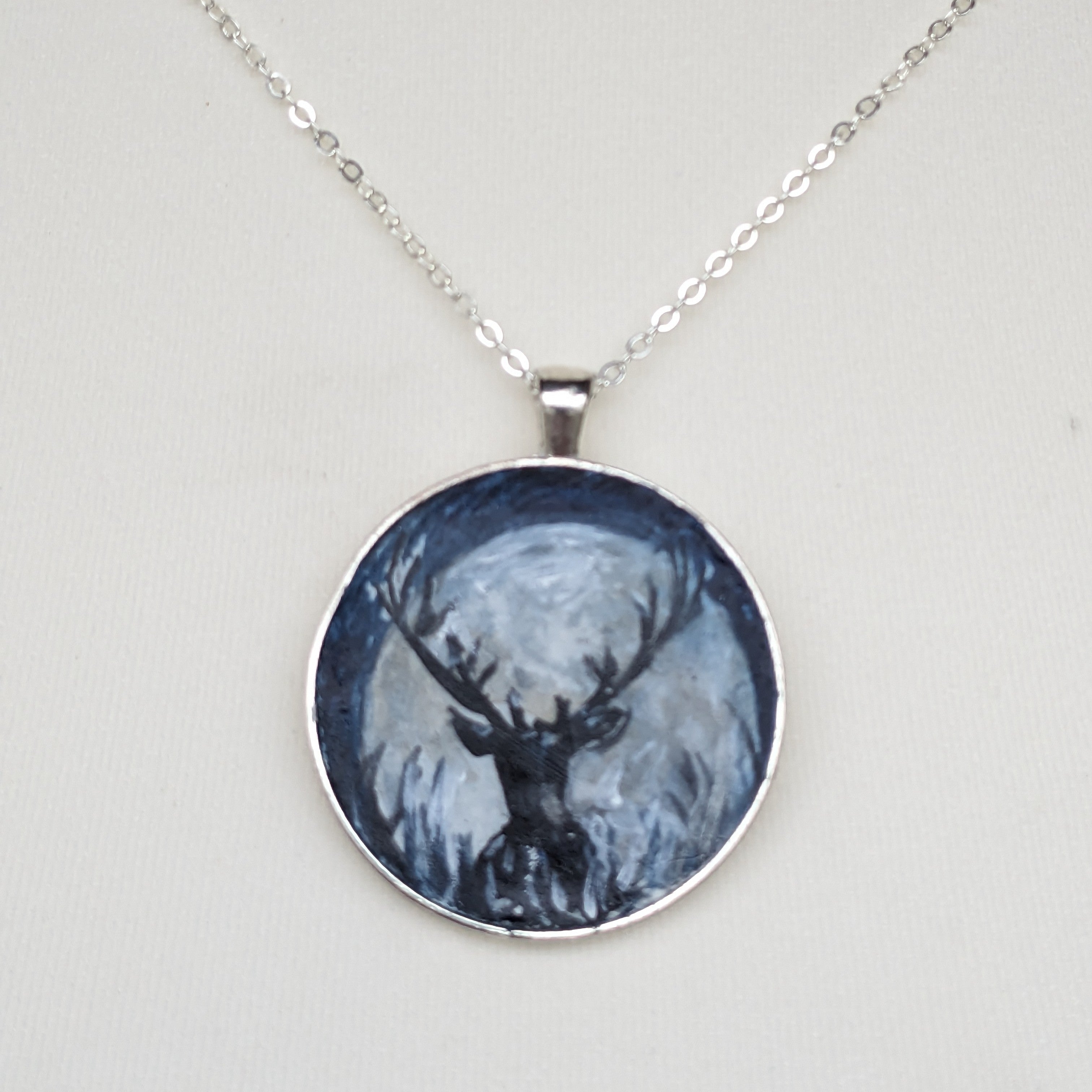 Stag in Moonlight Painted Necklace