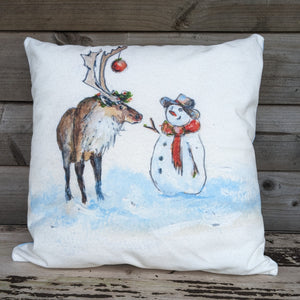 Rudolph the Red Nosed Reindeer & Snowman Cushion