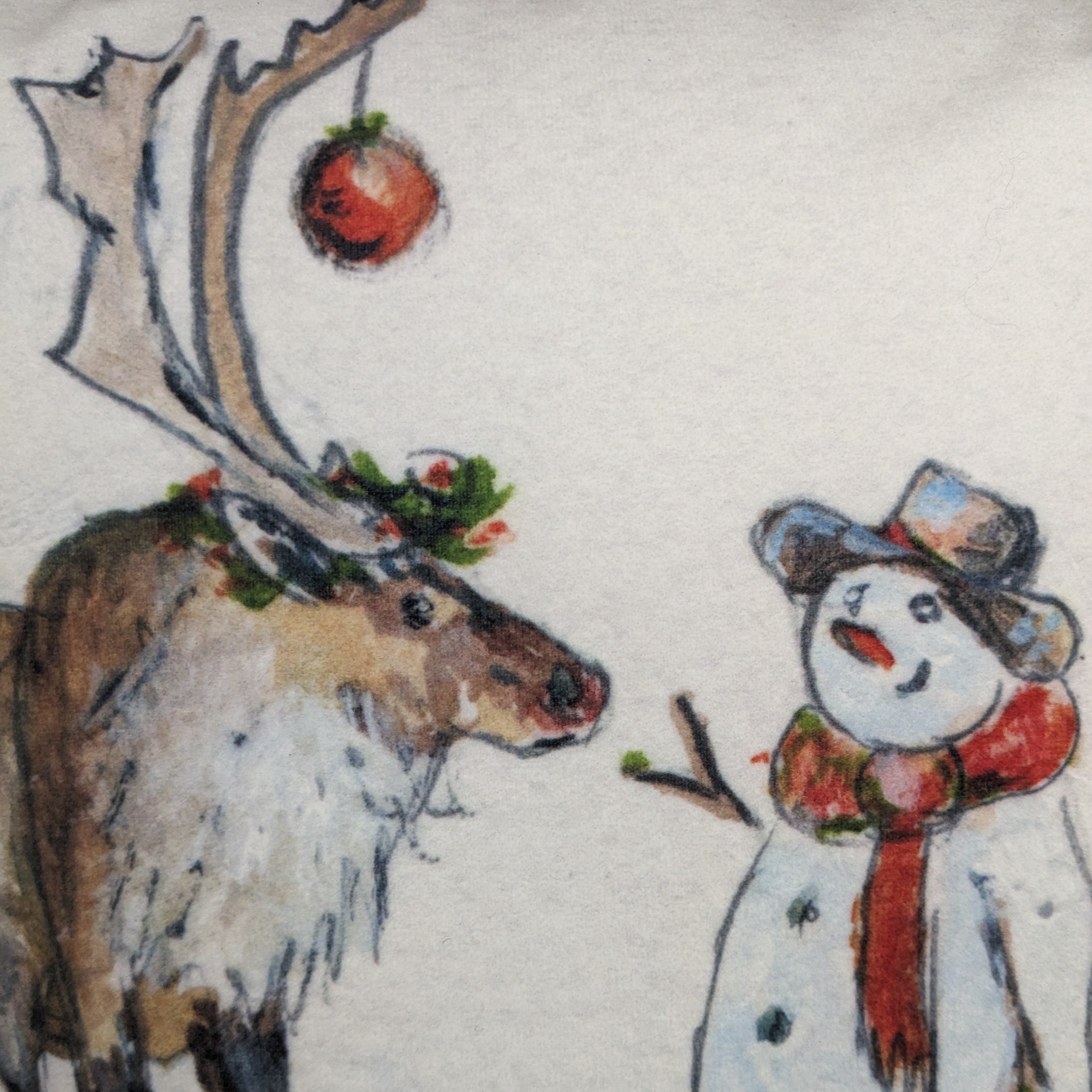 Rudolph the Red Nosed Reindeer & Snowman Cushion