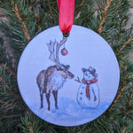 Load image into Gallery viewer, Rudolph &amp; Snowman Christmas Decoration
