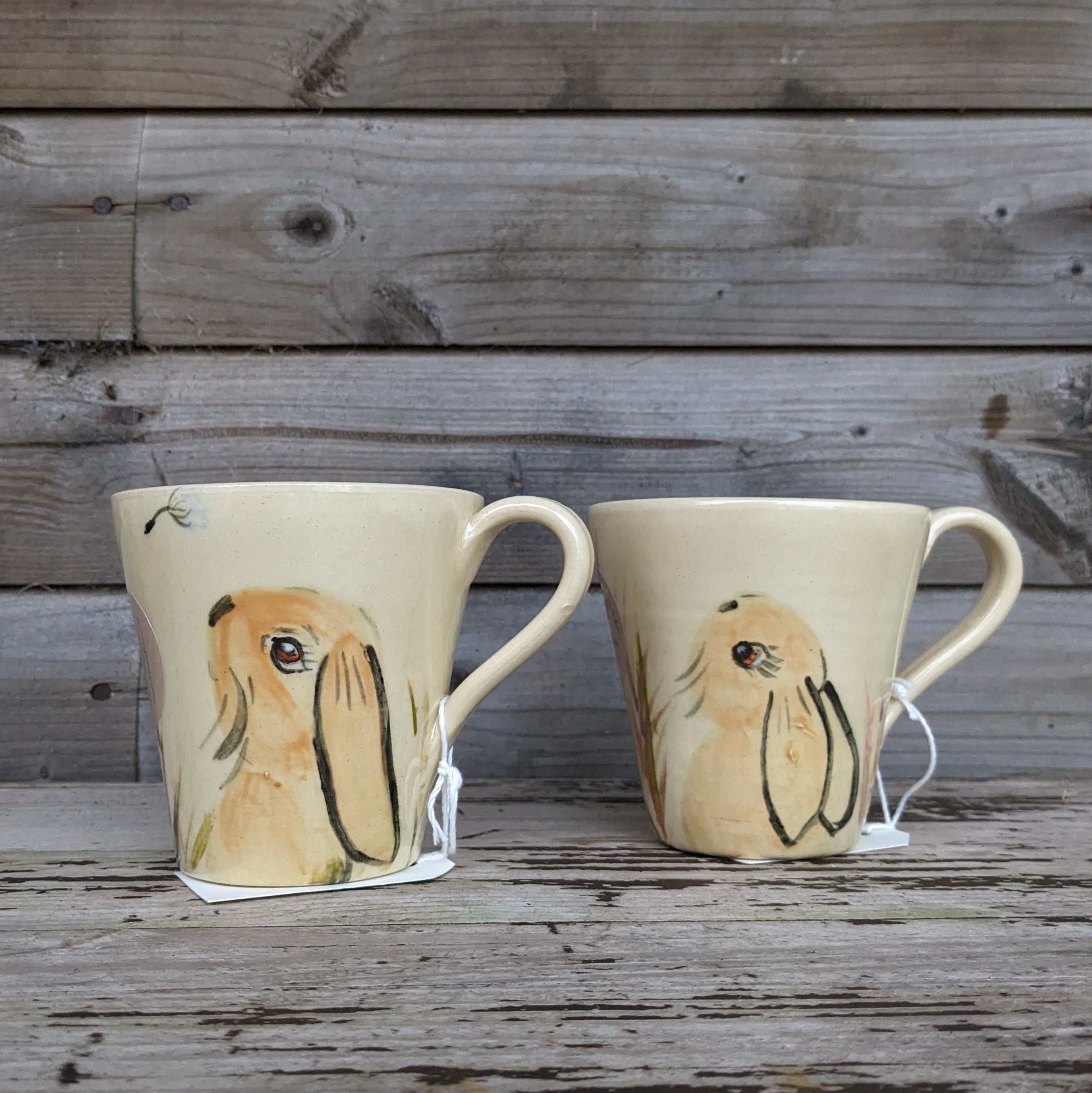 A pair of Handmade Hare Mugs