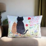 Load image into Gallery viewer, cushion of two cats, Painted by Les Papillons, Northern Ireland
