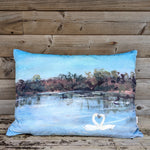 Load image into Gallery viewer, Swans on the Lough Velvet Cushion
