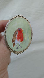 Load and play video in Gallery viewer, Painted Robin Brooch
