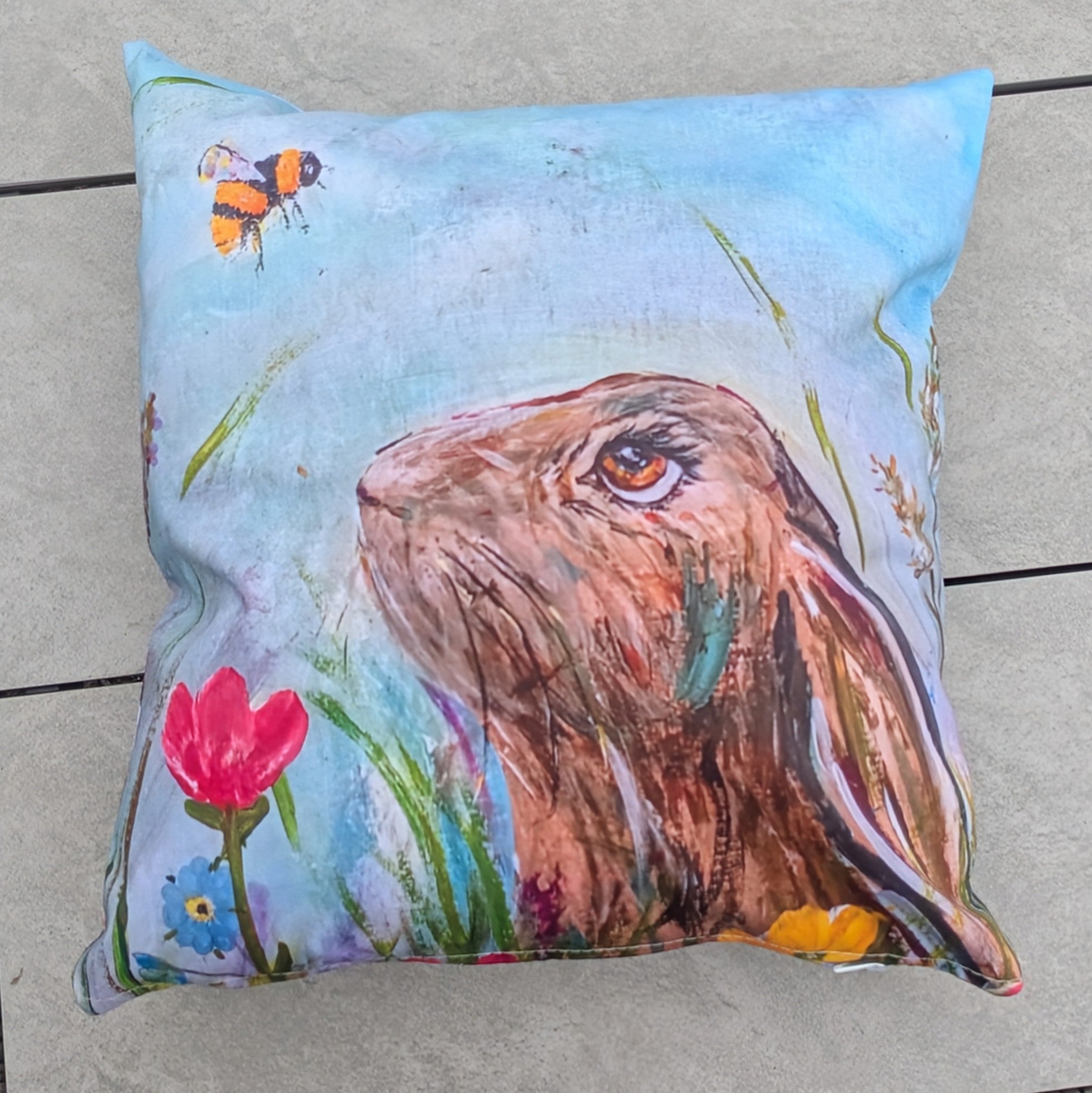 Bumblebee & Hare Outdoor Cushion