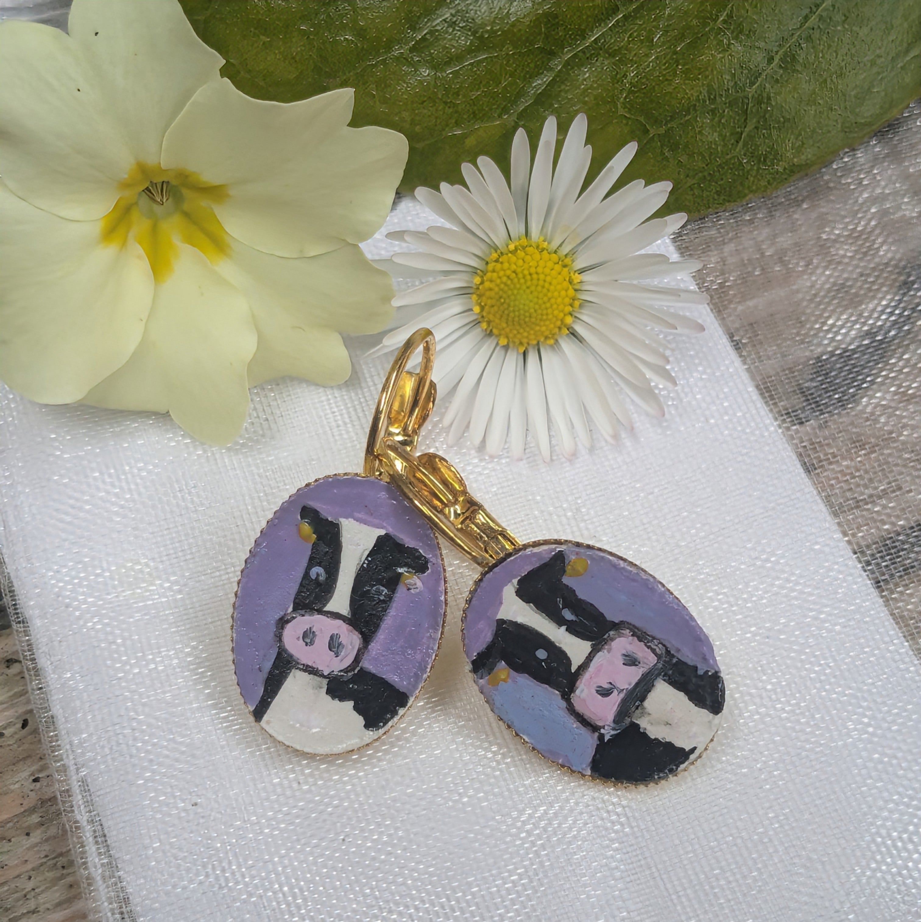 Painted Cow Earrings