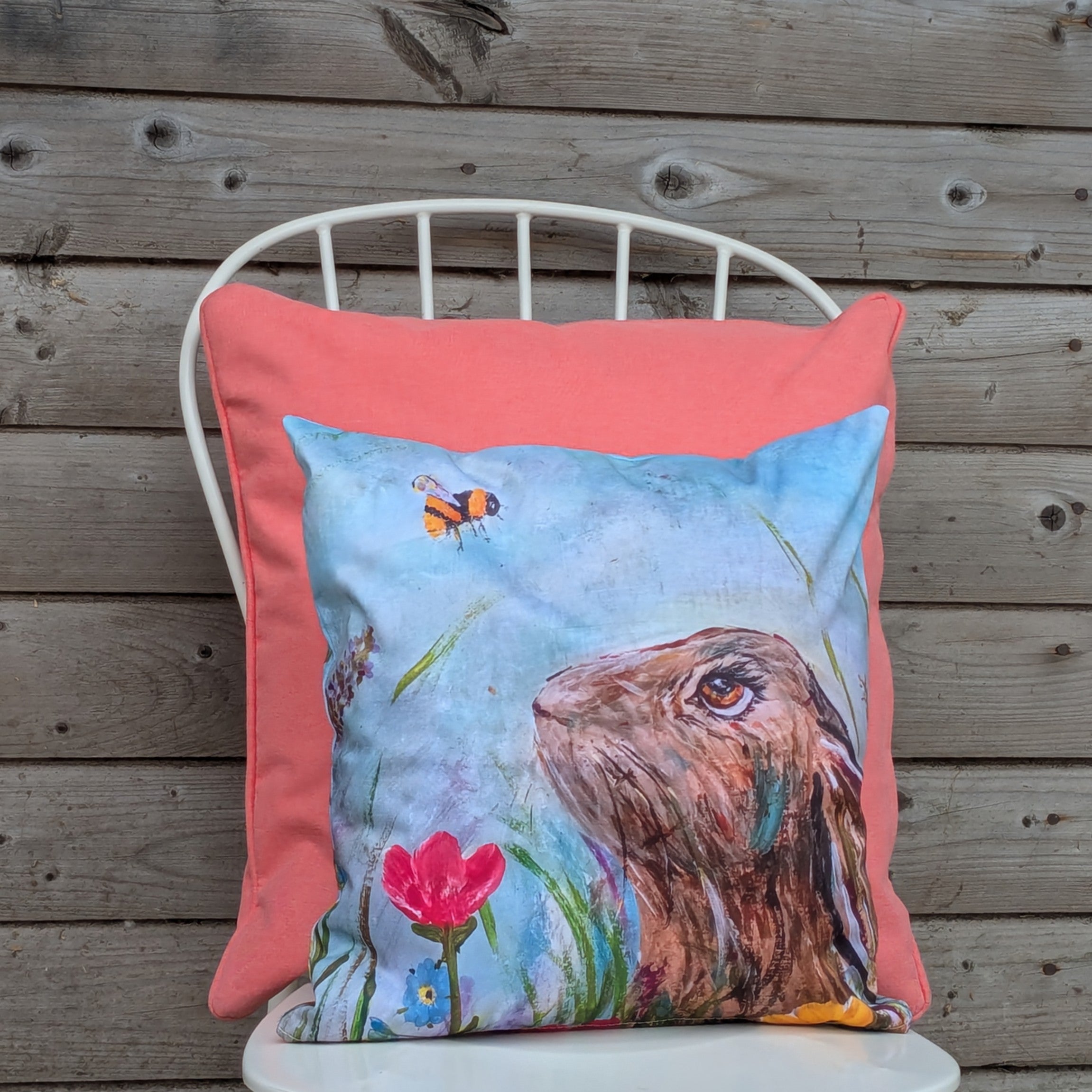Bumblebee & Hare Outdoor Cushion