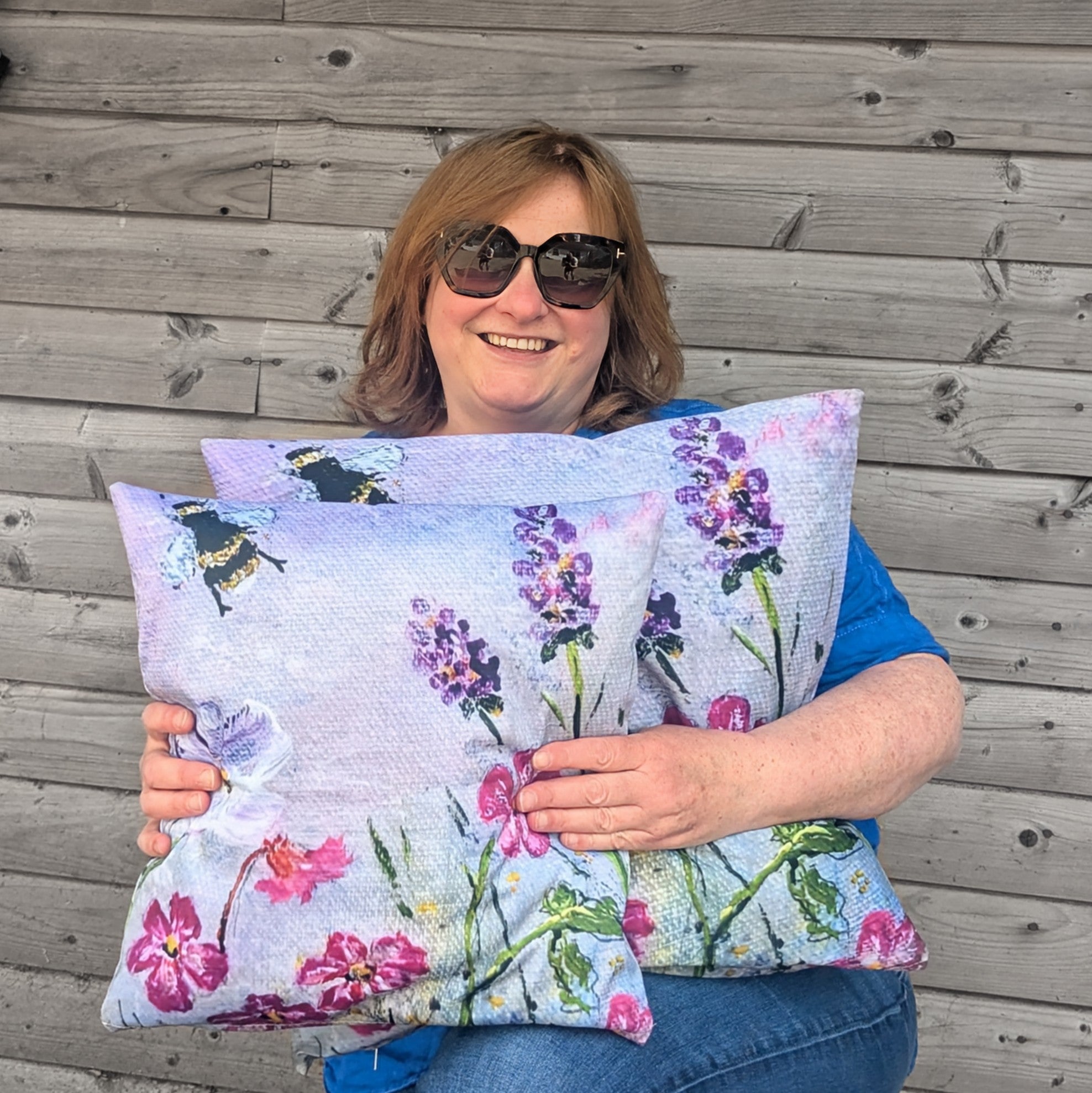 Lavender Cottage Garden & Bee Outdoor Cushion