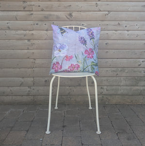 Lavender Cottage Garden & Bee Outdoor Cushion