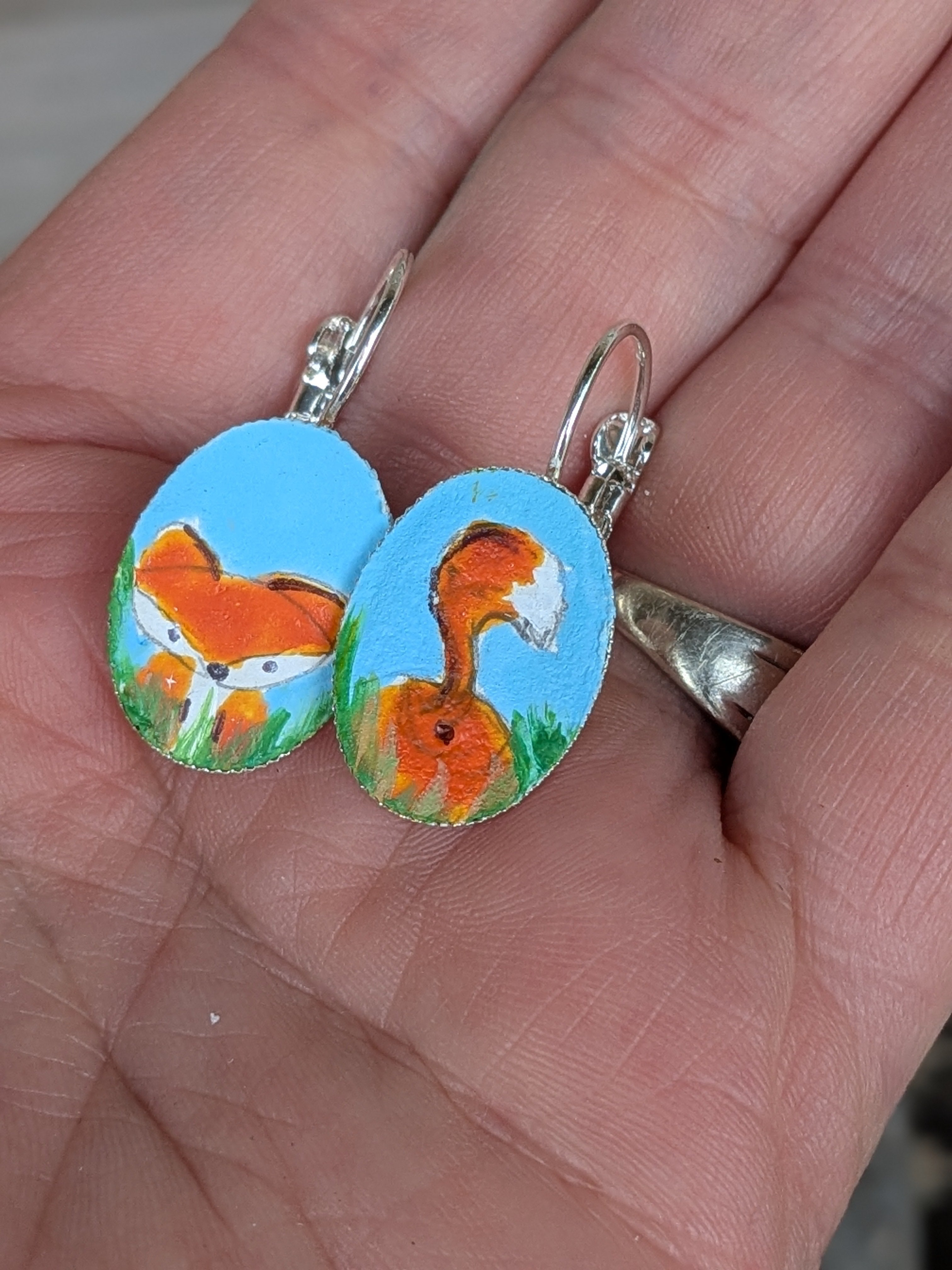 Cute Fox Painted Earrings
