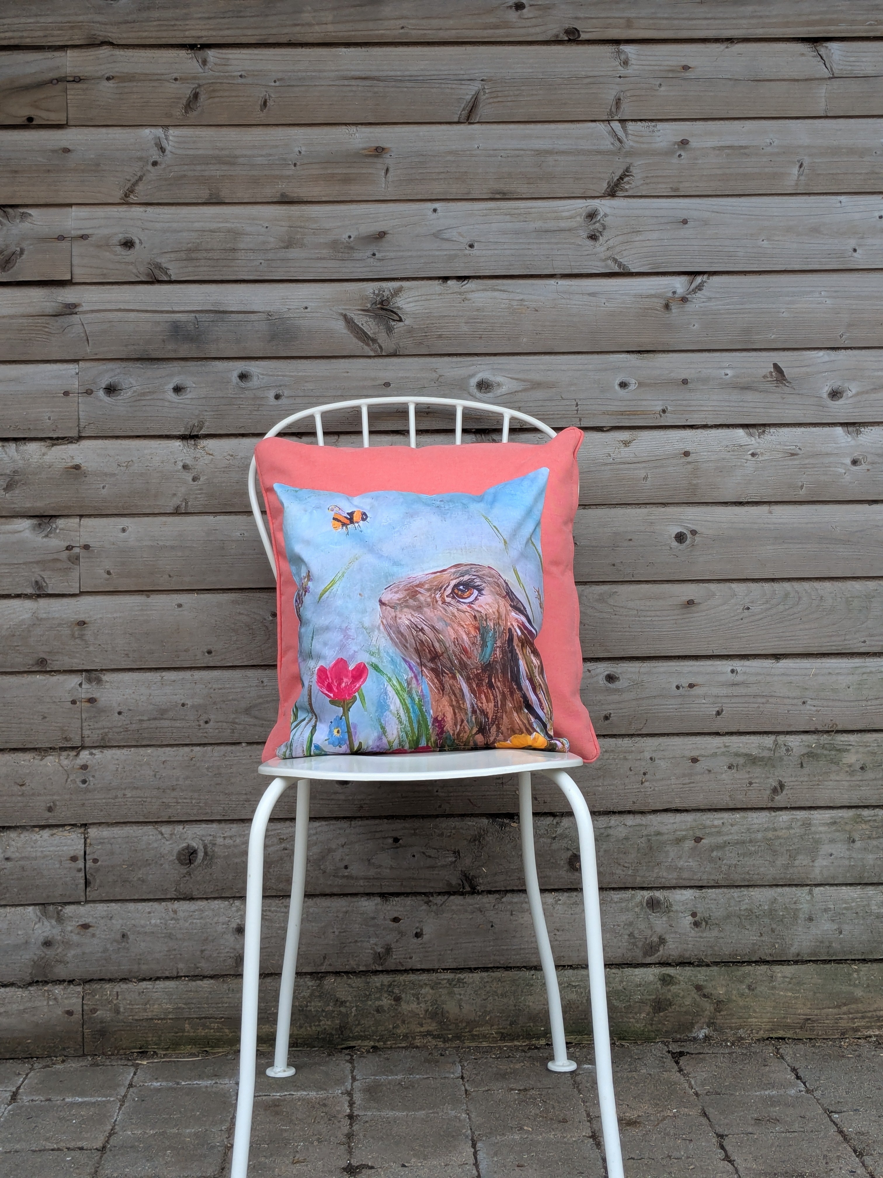 Bumblebee & Hare Outdoor Cushion