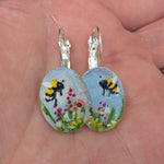 Load image into Gallery viewer, Bee and Lavender Lever-back Earrings
