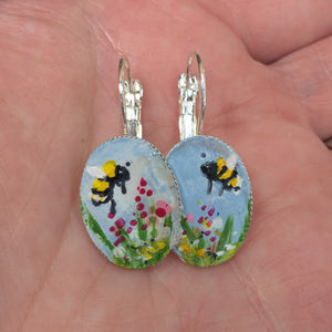 Bee and Lavender Lever-back Earrings