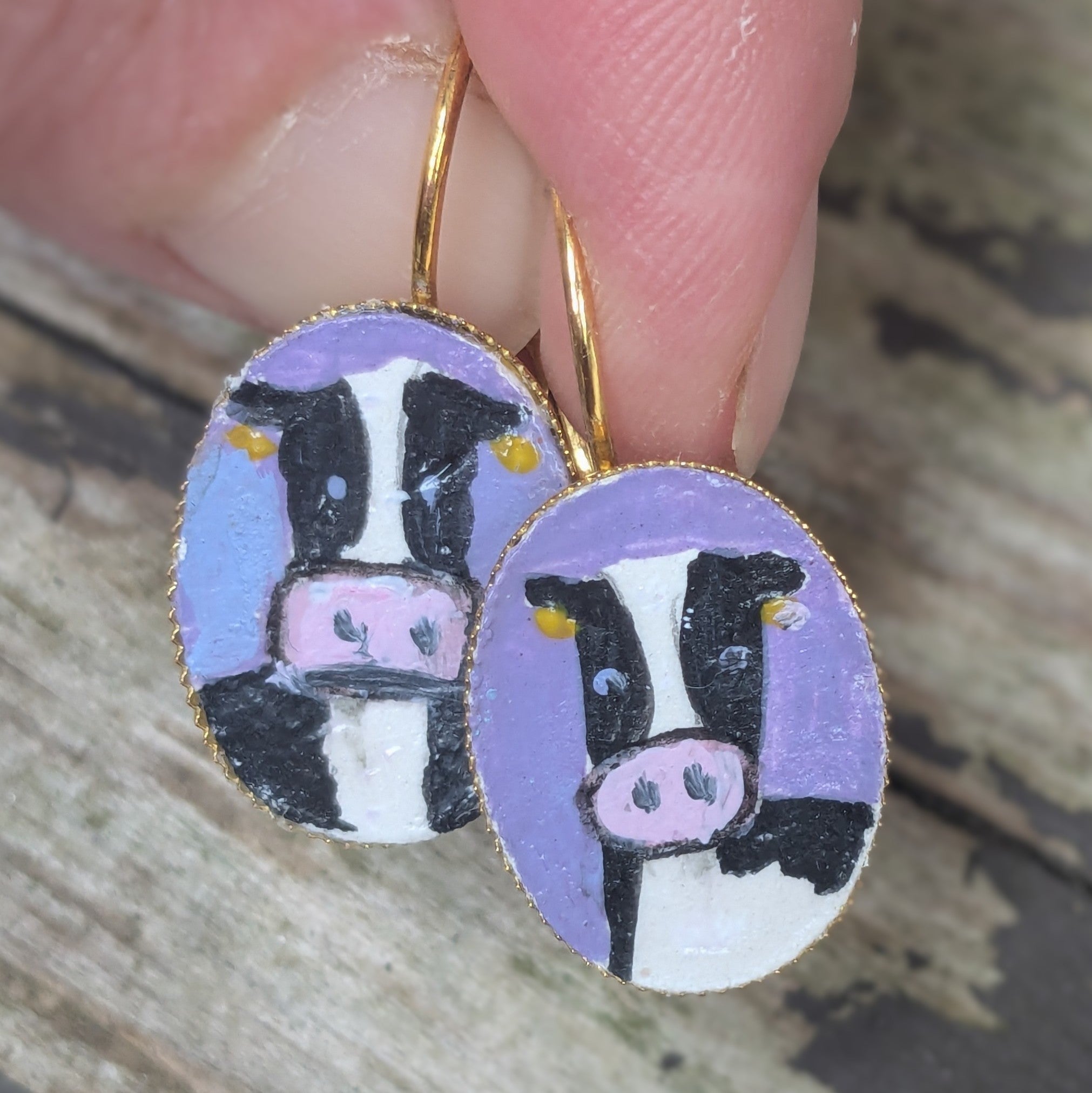 Painted Cow Earrings