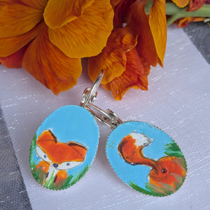 Cute Fox Painted Earrings
