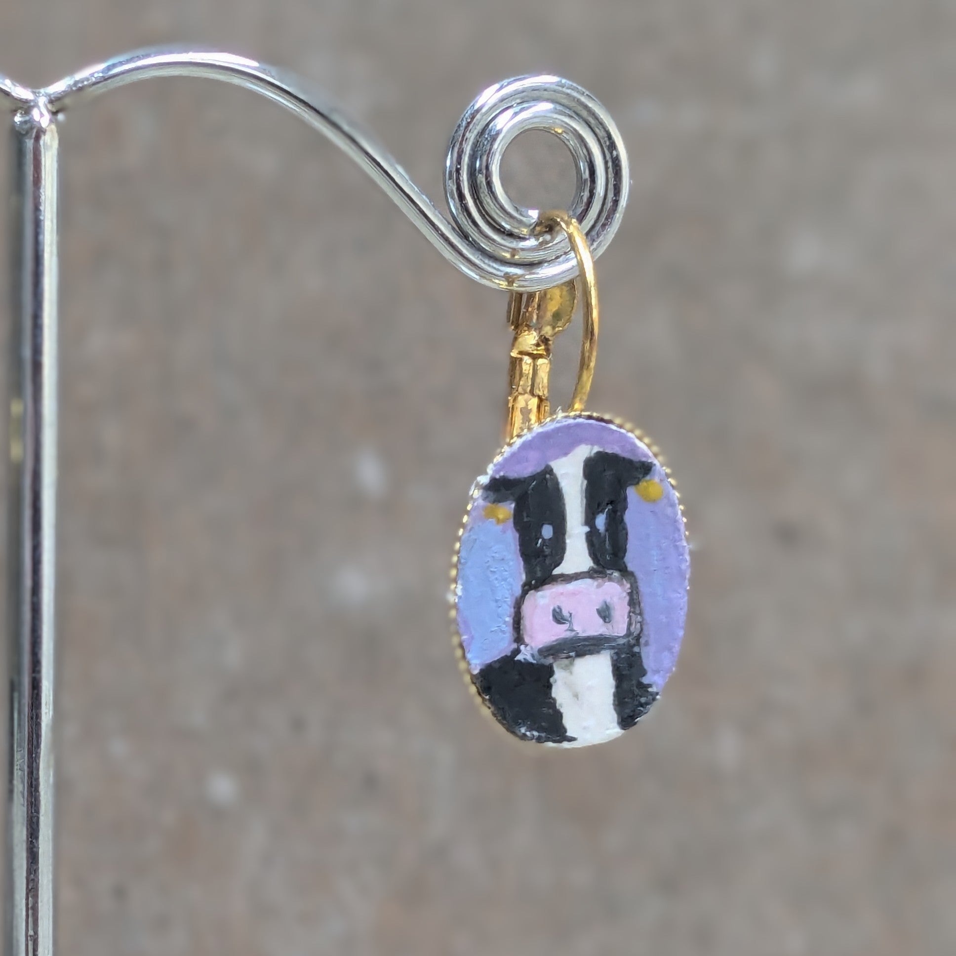 Painted Cow Earrings