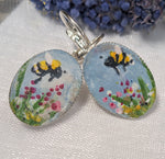 Load image into Gallery viewer, Bee and Lavender Lever-back Earrings
