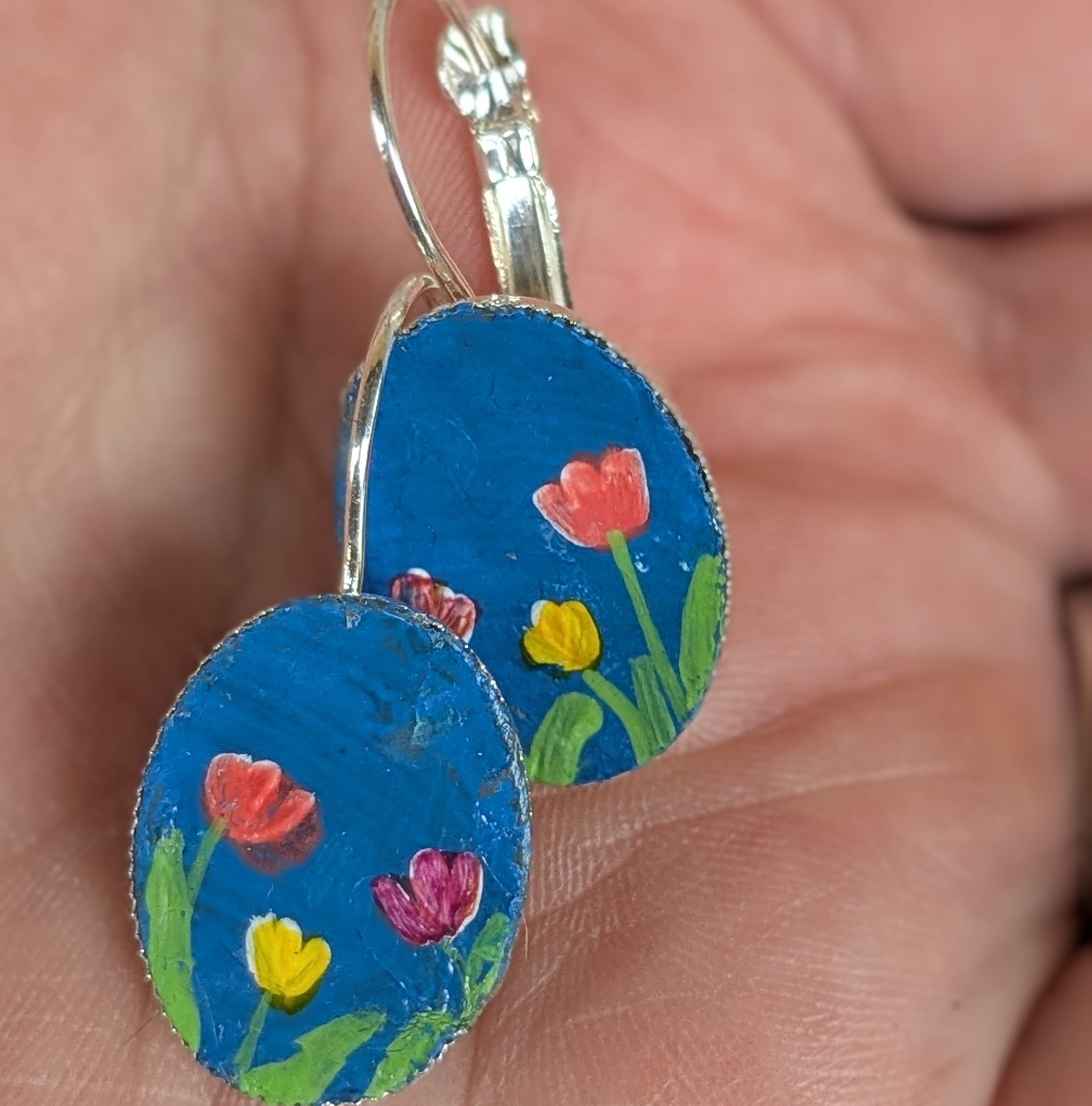 Painted Tulip Earrings