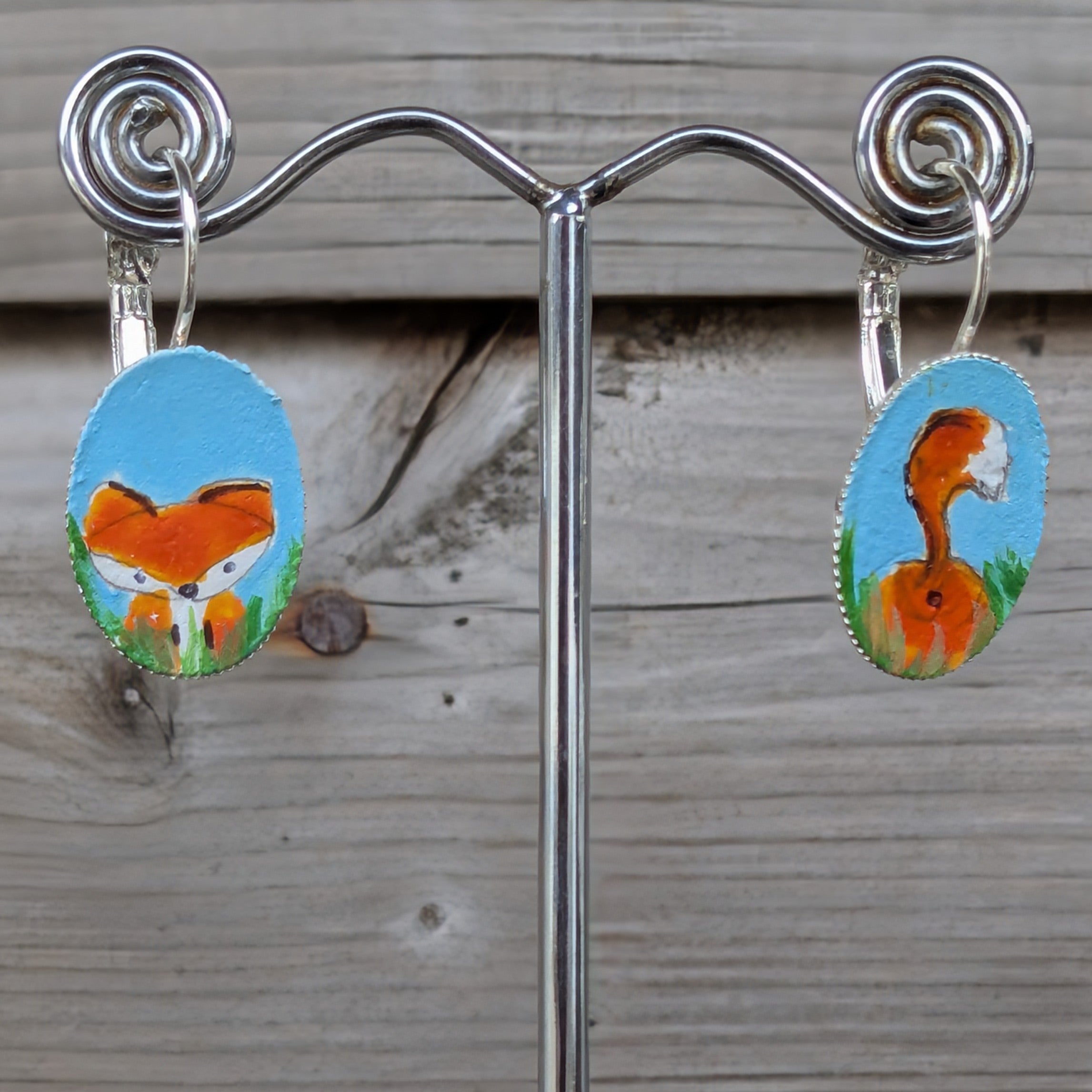 Cute Fox Painted Earrings