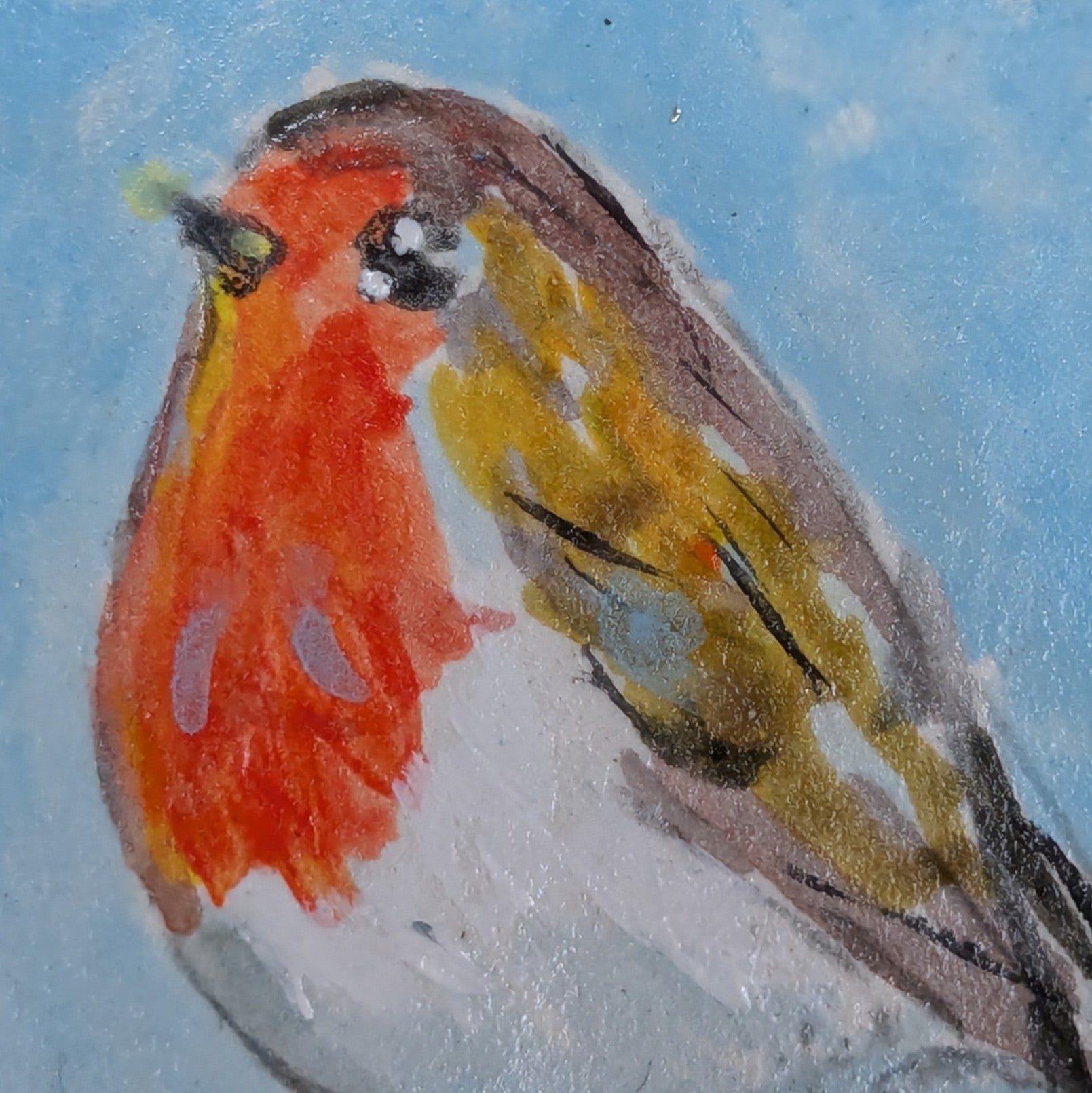 Painted Robin Brooch