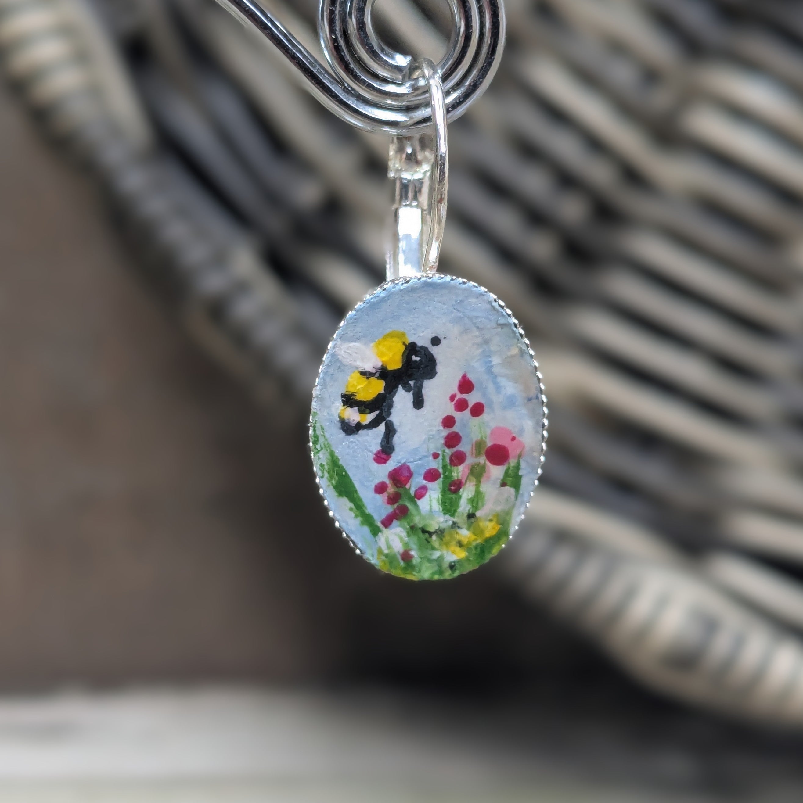 Bee and Lavender Lever-back Earrings