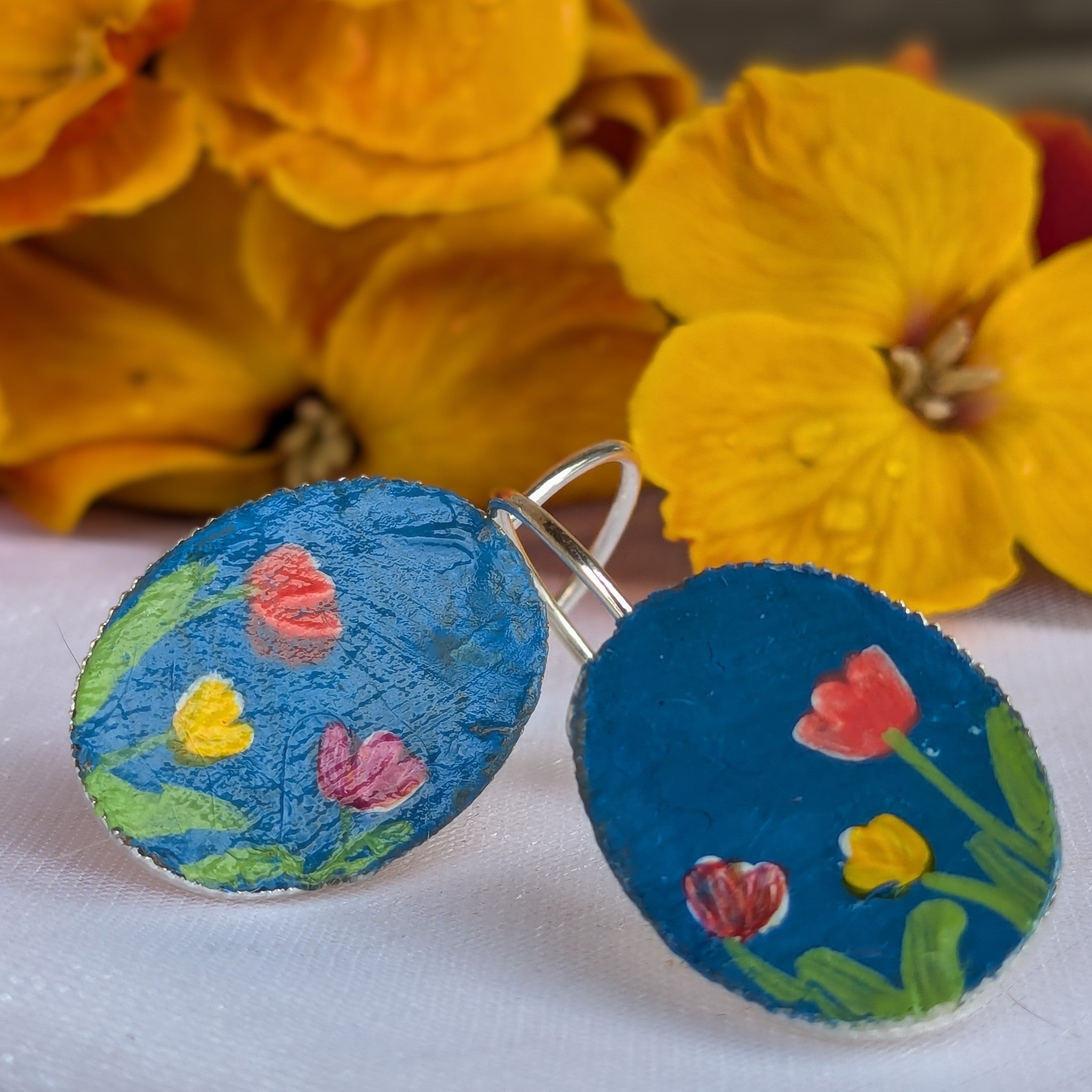 Painted Tulip Earrings