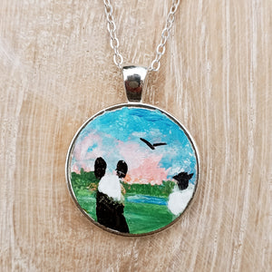 Sally Sheepdog and the Lost Sheep Necklace (round)