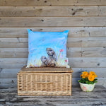 Load image into Gallery viewer, Irish Hare and Baby Velvet Cushion
