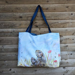 Load image into Gallery viewer, Guess how much I love you hares shopping bag, or beach bag. Made in Ireland.
